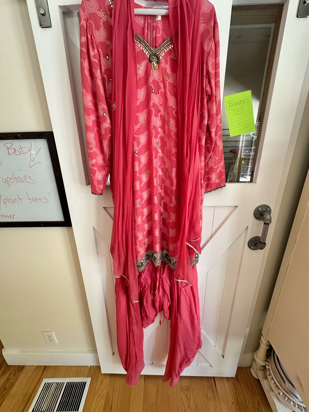 Pink Embellished Ethnic Tunic Set with Draped Pant